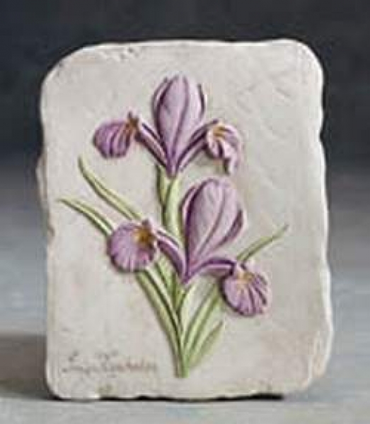 Wandkachel mit Iris – 23 x 15 cm – Schrühware