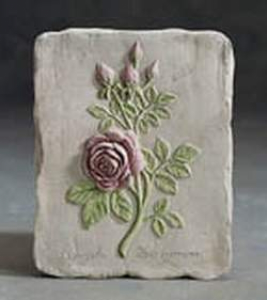 Wandkachel mit Rose – 23 x 15 cm – Schrühware