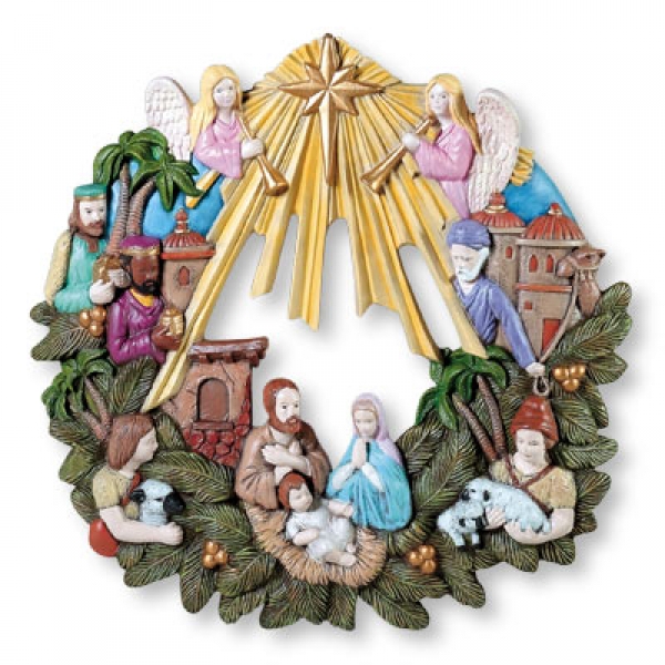 Krippenkranz – Nativity Wreath – 40,6 cm Durchmesser – Schrühware