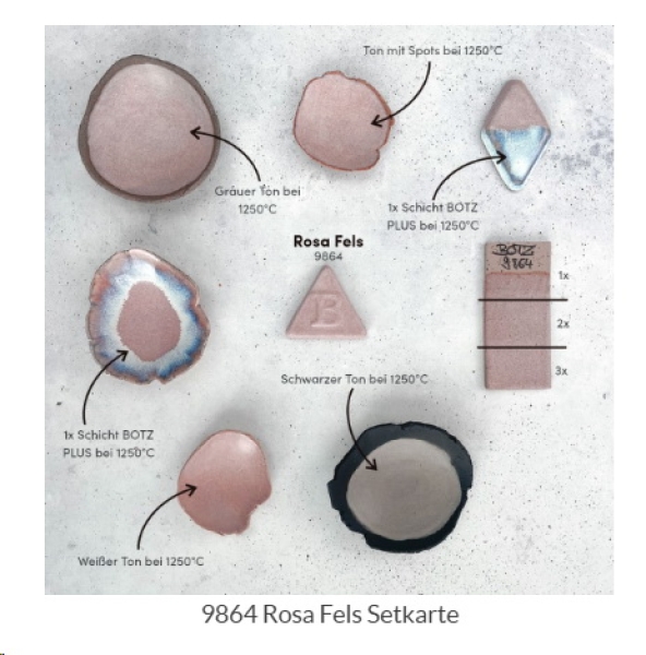 Rosa Fels – seidenmatt – 800 ml – Steinzeug-Glasur von BOTZ - Brenntemperatur 1.220 bis 1.280 °C