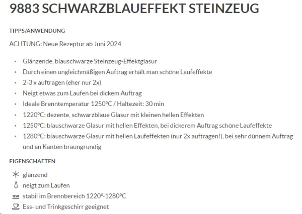 Schwarzblaueffekt – glänzend - 800 ml – Steinzeug-Glasur von BOTZ - Brennbereich 1.220 bis 1.280 °C - Kopie