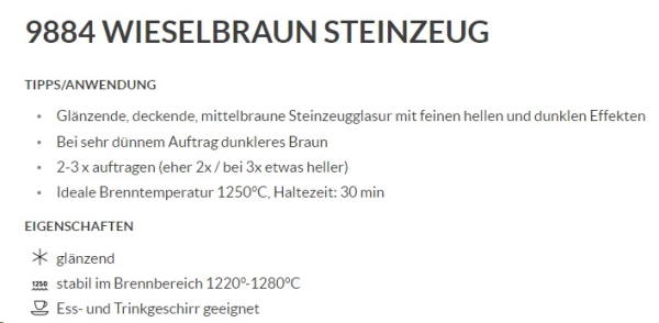 Wieselbraun – glänzend - 800 ml – Steinzeug-Glasur von BOTZ - Brennbereich 1.220 bis 1.280 °C - Kopie