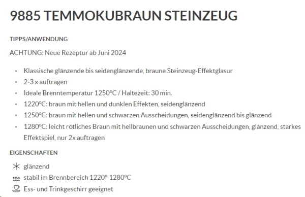 Temmokubraun – glänzend bis seidenglänzend - 200 ml – Steinzeug-Glasur von BOTZ - Brennbereich 1.220 bis 1.280 °C