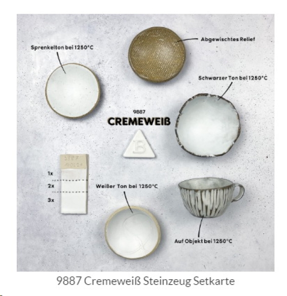 Cremeweiß – matt - 800 ml – Steinzeug-Glasur von BOTZ - Brennbereich 1.220 bis 1.280 °C