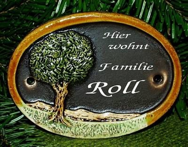 Keramik-Türschild - 11 x 9 cm - Baum klein