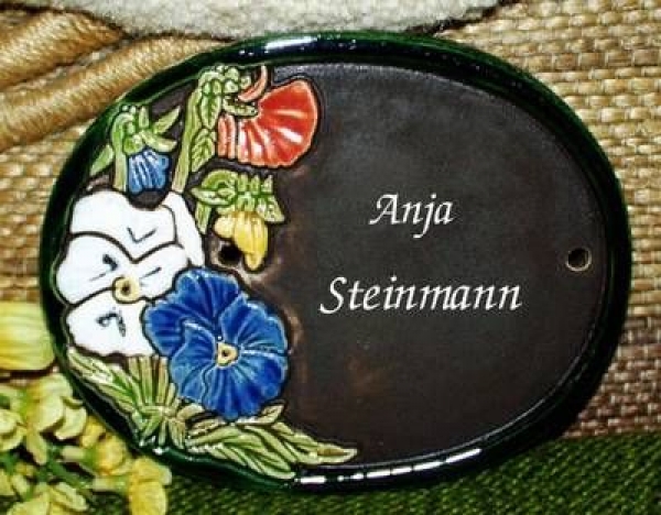 Keramik-Türschild – Stiefmütterchen