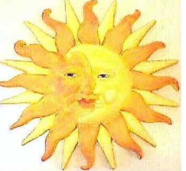 Sonne-Mond für die Wand – 42 cm Ø - Schrühware