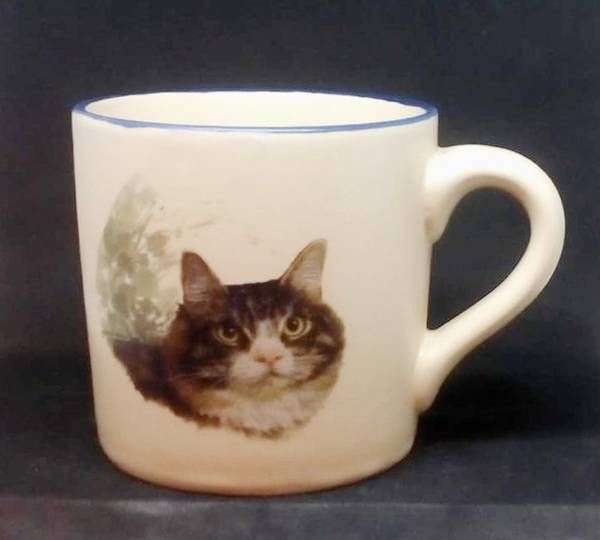 Keramik-Tasse  - Becher mit Wunschtext – Motiv: 1  x Katze – Tabby