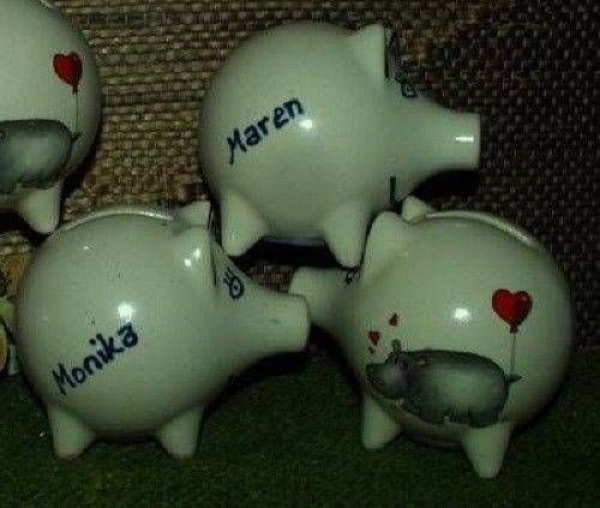 Sparschwein mit Stopfen – 10 x 8,5 x 8,5 cm - Nilpferdmotiv – fester Name: Dieter