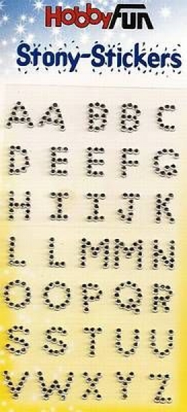 1HobbyFun - Stony-Stickers - Strass-Buchstaben - kristall