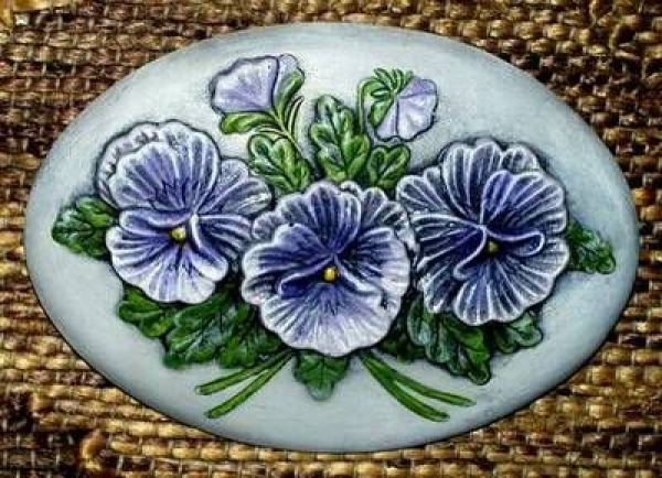 Motivplakette – Stiefmütterchen - Insert - Schrühware