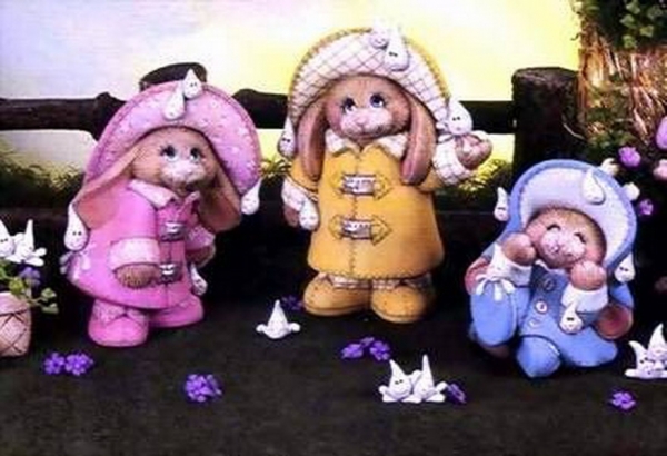 Puddle Bunny Family im 3er-Set - bis 26,5 cm hoch – Schrühware