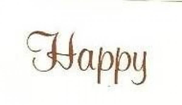 Decal - Happy - 17 x 9 mm gold