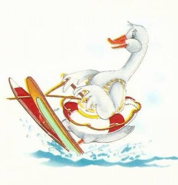 Decal - Gans beim Sport - 6 x 6 cm