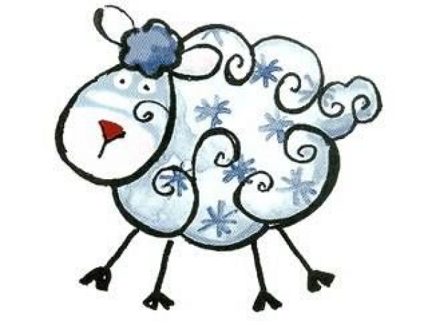Decal - CRAZY FARM SHEEP - blau - 95 mm