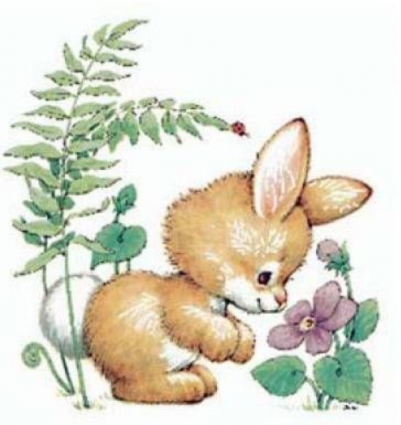 Keramik-Tasse - Becher mit Wunschname – Motiv: 1 x Hase mit blauer Blume – Flower Bunny