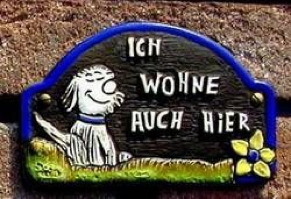 Hinweisschild – Hund – 13 x 8 cm mit festem Text