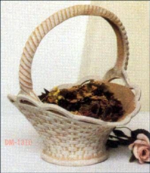 Großer Korb - 28 cm hoch - Rand ausgeschnitten - Schrühware