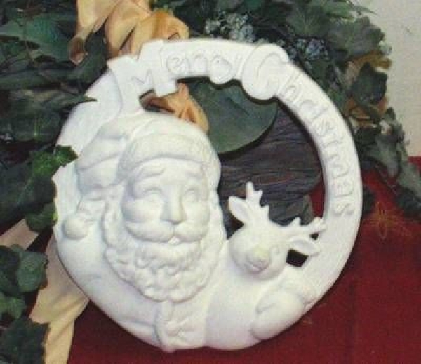 Christmas Plaque – Santa-Plakette – 25 cm Ø – Schrühware
