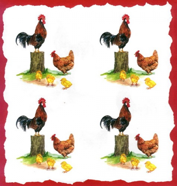10 Bögen je 17 x 37,5 cm - VLOEI-Dekormotiv 01 – Hühnerhof