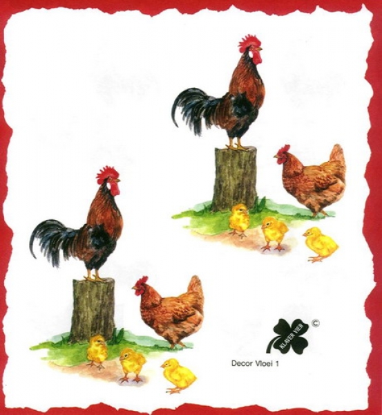 10 Bögen je 17 x 37,5 cm - VLOEI-Dekormotiv 01 – Hühnerhof