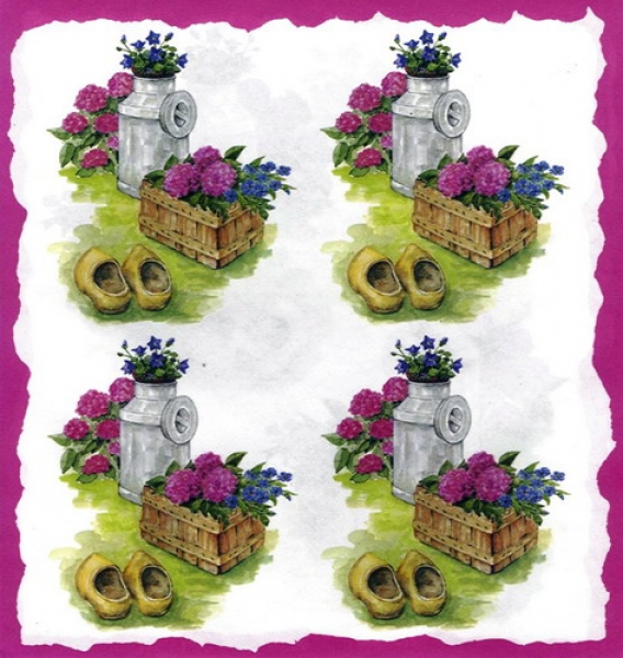 10 Bögen je 17 x 37,5 cm - VLOEI-Dekormotiv 11 – Milchkanne mit Blumen