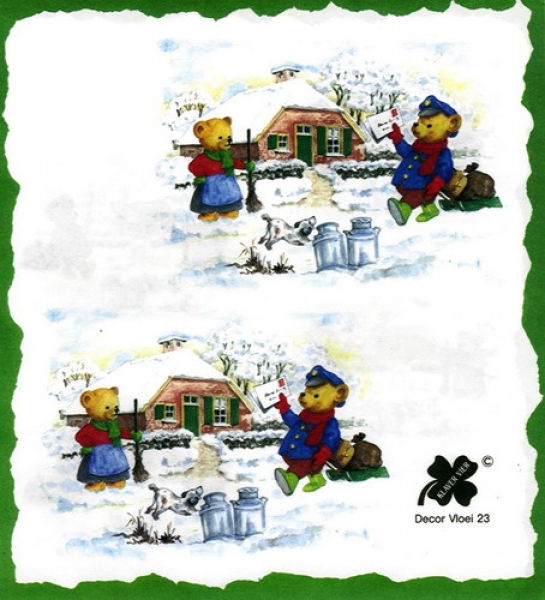 10 Bögen je 17 x 37,5 cm - VLOEI-Dekormotiv 23 - Teddypost