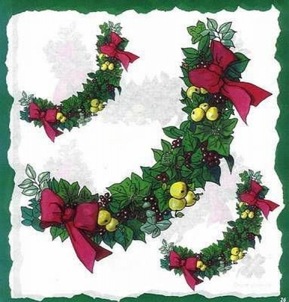 10 Bögen je 17 x 37,5 cm - VLOEI-Dekormotiv 26 - Weihnachtsgirlande