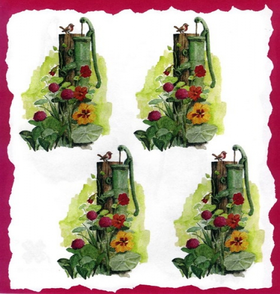 5 Bögen je 17 x 37,5 cm - VLOEI-Dekormotiv 46 - Gartenpumpe