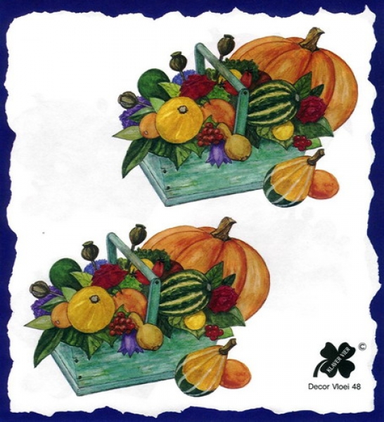 10 Bögen je 17 x 37,5 cm - VLOEI-Dekormotiv 48 - Herbstkorb
