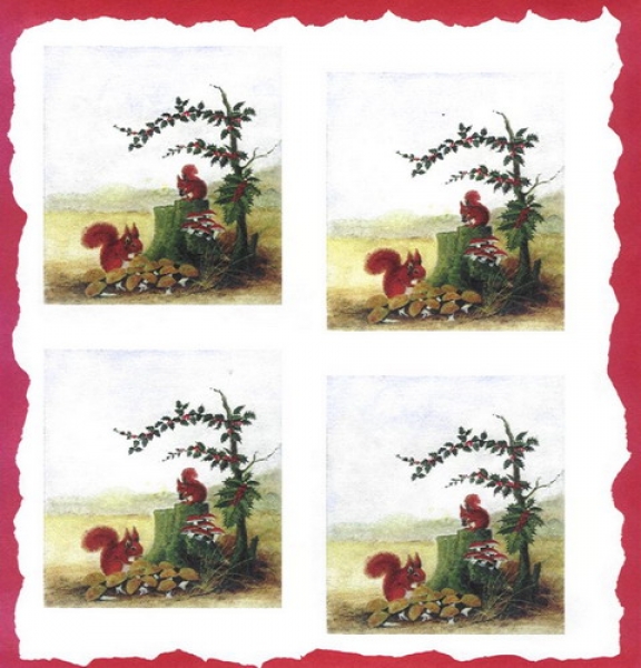 3 Bögen je 17 x 37,5 cm - VLOEI-Dekormotiv 53 – Eichhörnchen