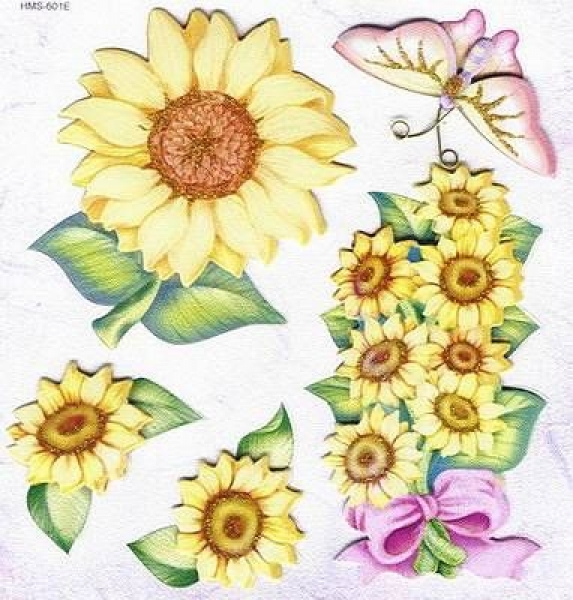 Handgearbeitete selbstklebende 3D-Sticker - Sonnenblume