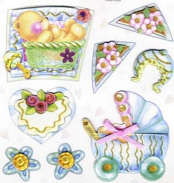 Handgearbeitete selbstklebende 3D-Sticker - Baby blau