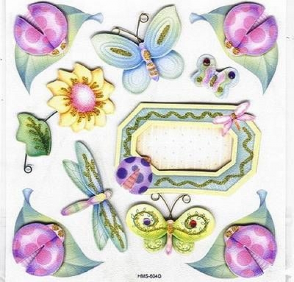 Handgearbeitete selbstklebende 3D-Sticker - Schmetterlinge..
