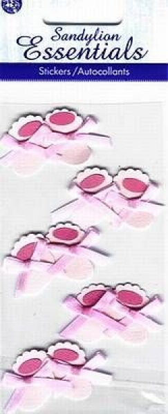 Handgearbeitete selbstklebende 3D-Sticker - Babyschuhe rosa