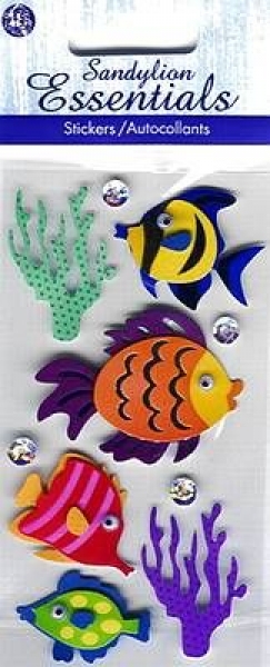 Handgearbeitete selbstklebende 3D-Sticker - Tropenfische