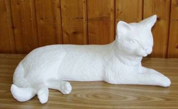 Große liegende Katze – 45 cm lang - Schrühware