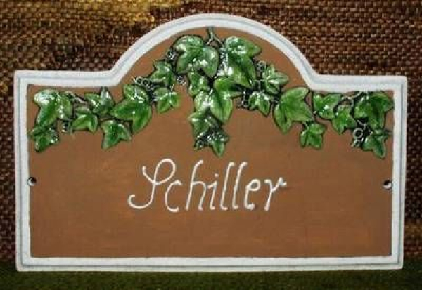 Türschild mit Efeuranke - 25 cm breit - Schrühware