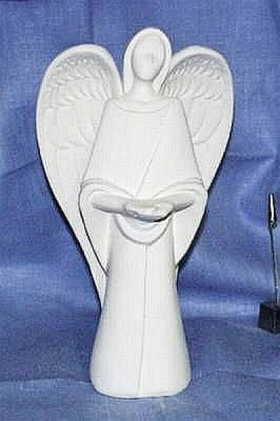 Indianer-Engel – Serene – knieend – mit Flügeln – 27,6 cm hoch – Schrühware