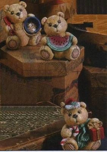 Kalenderbären im 12er-Set – Januar bis Dezember – je 8 cm hoch - Schrühware