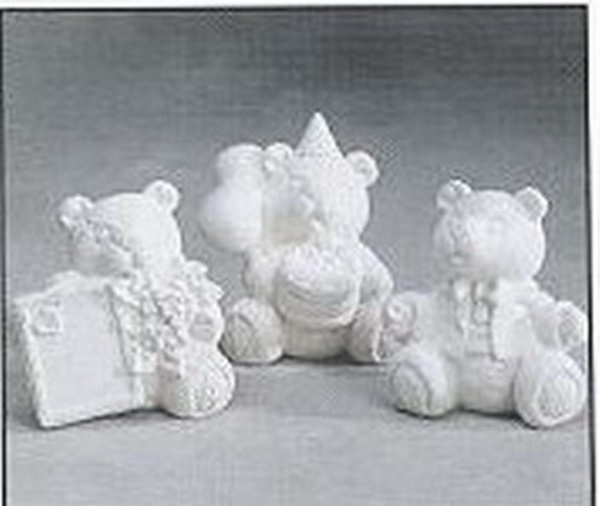 Festtags-Teddys im 3er-Set – je 8 cm hoch – Schrühware