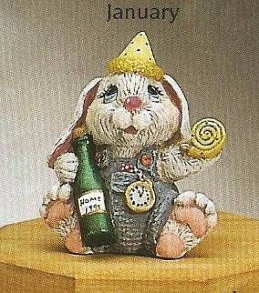 Kalenderhase - Januar - mit Flasche - Schrühware