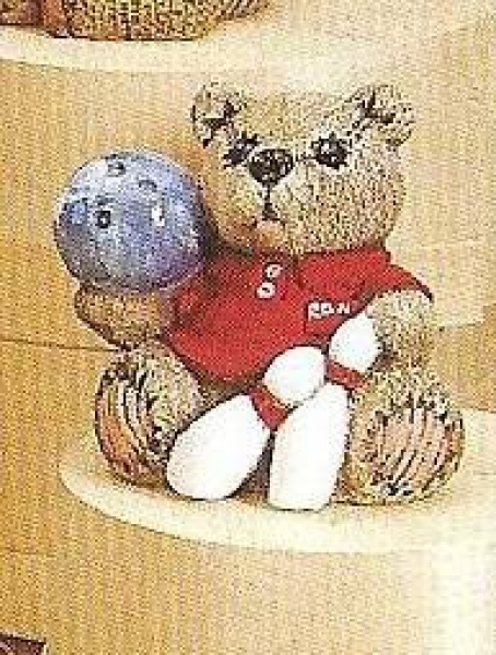 Sportteddy – Bowling – ca. 8 cm hoch – Schrühware