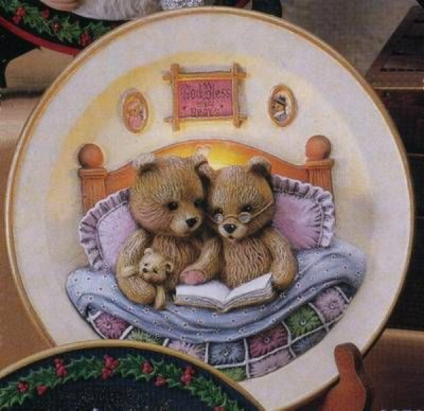 Bedtime Bear Plate - Wandteller - 23 cm Ø – Schrühware