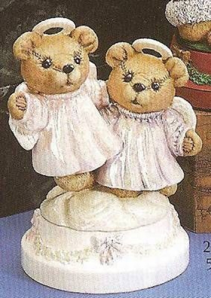Spieluhr - Teddy-Engelpaar - Basis weihnachtlich - Schrühware