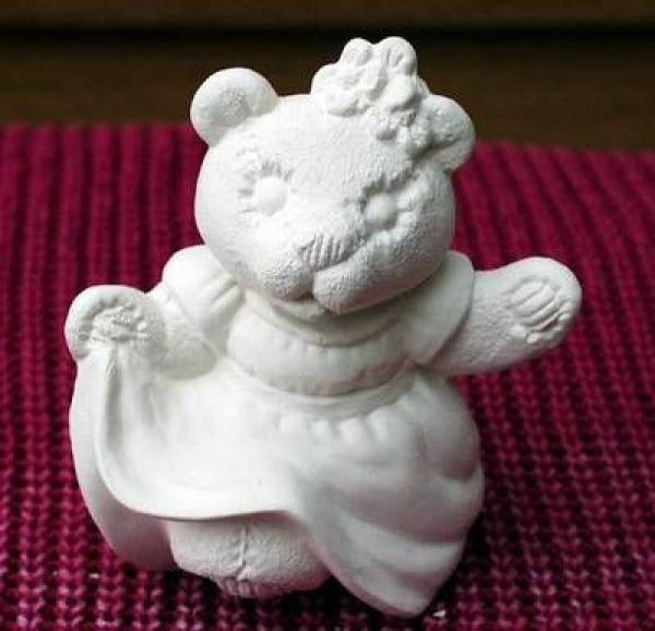 Weihnachtsbär – Tanzmädchen – Tag 9 -  (ohne Basis) – ca. 10 cm hoch – Schrühware