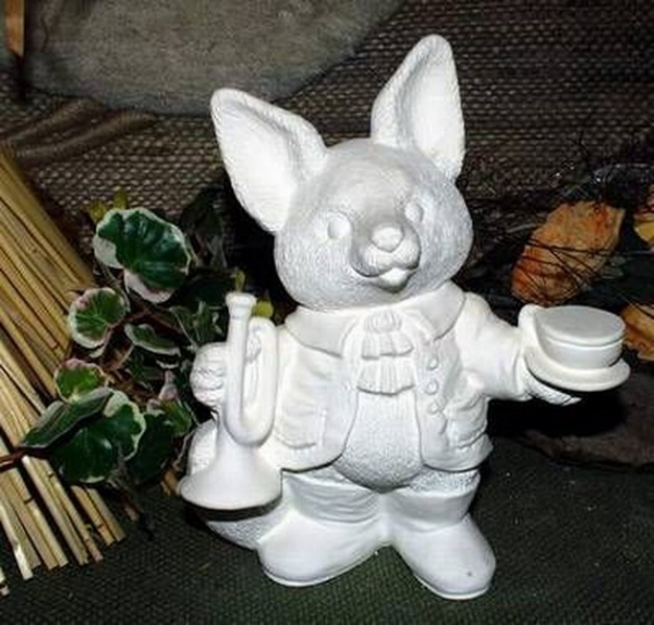 Fuchs mit Trompete – 20 cm hoch – Schrühware