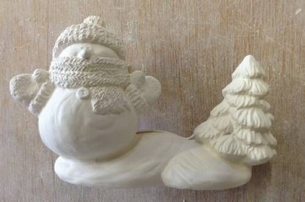 Schneemann - Bilderhalter – 18 cm breit - Schrühware