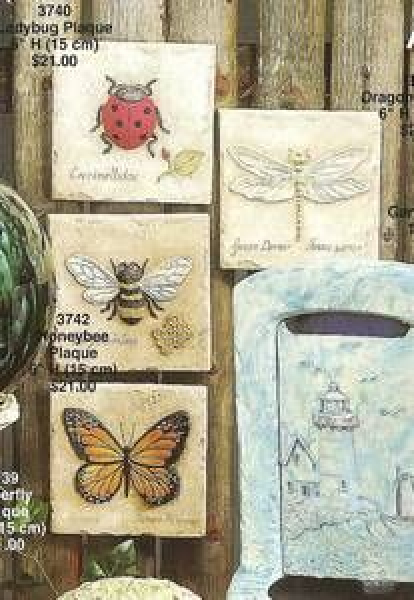 Wandkacheln – Insektenmotive im 4er-Set - je 15 x 15 cm - Schrühware