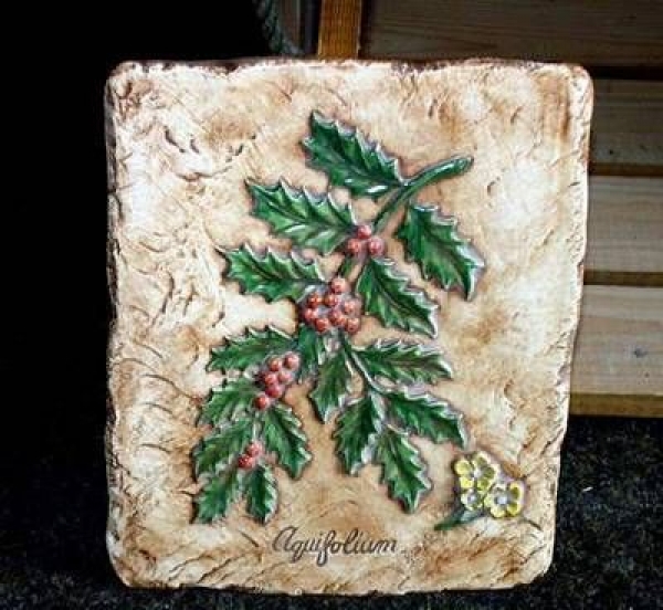 Wandkachel – Holly Plaque – 23 x 15 cm – Schrühware